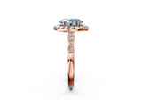 Rose gold Fancy Blue Oval  Halo Diamond Engagement Ring with Twisted Band and Four-Prong Setting 2