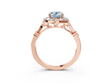 Rose gold Fancy Blue Oval  Halo Diamond Engagement Ring with Twisted Band and Four-Prong Setting 3