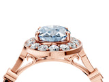 Rose gold Fancy Blue Oval  Halo Diamond Engagement Ring with Twisted Band and Four-Prong Setting 4