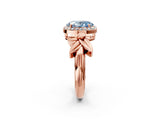 Rose gold Fancy Blue Oval  Halo Diamond Floral Band with Four-Prong Setting_55