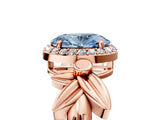 Rose gold Fancy Blue Oval  Halo Diamond Floral Band with Four-Prong Setting_58