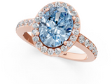 Rose gold Fancy Blue Oval  Halo Diamond Pavé Band Ring with Prong Setting_17