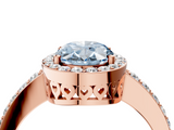 Rose gold Fancy Blue Oval  Halo Diamond Pavé Band Ring with Prong Setting_20