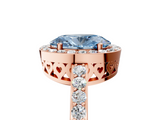 Rose gold Fancy Blue Oval  Halo Diamond Pavé Band Ring with Prong Setting_21
