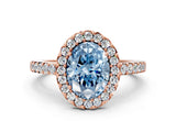 Rose gold Fancy Blue Oval  Halo Diamond Pavé Solitaire Ring_69