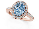 Rose gold Fancy Blue Oval  Halo Diamond Pavé Solitaire Ring_70