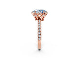 Rose gold Fancy Blue Oval  Halo Diamond Pave Band Ring with Four-Prong Setting_17