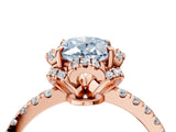 Rose gold Fancy Blue Oval  Halo Diamond Pave Band Ring with Four-Prong Setting_19