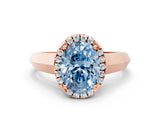 Rose gold Fancy Blue Oval  Halo Diamond Ring with Cathedral Band and Four-Prong Setting_49