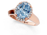 Rose gold Fancy Blue Oval  Halo Diamond Ring with Cathedral Band and Four-Prong Setting_50