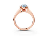Rose gold Fancy Blue Oval  Halo Diamond Ring with Cathedral Band and Four-Prong Setting_52
