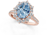 Rose gold Fancy Blue Oval  Halo Diamond Ring with Pavé Band and Prong Setting_38