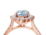 Rose gold Fancy Blue Oval  Halo Diamond Ring with Pavé Band and Prong Setting_41