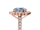 Rose gold Fancy Blue Oval  Halo Diamond Ring with Pavé Band and Prong Setting_42