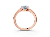 Rose gold Fancy Blue Oval  Halo Diamond Ring with Round Cluster Setting, Solitaire Band, and Four-Prong Setting_52