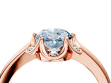 Rose gold Fancy Blue Oval  Halo Diamond Ring with Round Cluster Setting, Solitaire Band, and Four-Prong Setting_53