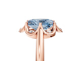 Rose gold Fancy Blue Oval  Halo Diamond Ring with Round Cluster Setting, Solitaire Band, and Four-Prong Setting_54