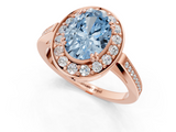 Rose gold Fancy Blue Oval  Halo Diamond Ring with Split Shank and Four-Prong Setting_73