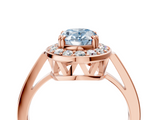 Rose gold Fancy Blue Oval  Halo Diamond Ring with Split Shank and Four-Prong Setting_76