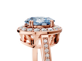 Rose gold Fancy Blue Oval  Halo Diamond Ring with Split Shank and Four-Prong Setting_77