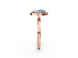 Rose gold Fancy Blue Oval  Halo Diamond Solitaire with Pavé Band and Four-Prong Setting_77