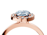 Rose gold Fancy Blue Oval  Halo Diamond Solitaire with Pavé Band and Four-Prong Setting_79