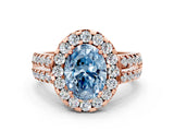 Rose gold Fancy Blue Oval  Halo Diamond Split Shank Engagement Ring with Prong Setting_27