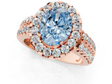 Rose gold Fancy Blue Oval  Halo Diamond Split Shank Engagement Ring with Prong Setting_28