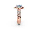 Rose gold Fancy Blue Oval  Halo Diamond Split Shank Engagement Ring with Prong Setting_29