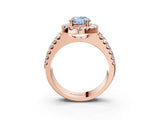 Rose gold Fancy Blue Oval  Halo Diamond Split Shank Engagement Ring with Prong Setting_30