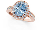Rose gold Fancy Blue Oval  Halo Pavé Diamond Engagement Ring with Bezel Setting_38