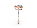 Rose gold Fancy Blue Oval  Halo Pavé Diamond Engagement Ring with Bezel Setting_39