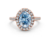 Rose gold Fancy Blue Oval  Halo Pavé Diamond Engagement Ring with Four-Prong Setting_3