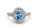 Rose gold Fancy Blue Oval  Halo Pavé Diamond Engagement Ring with Four-Prong Setting_31