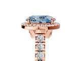Rose gold Fancy Blue Oval  Halo Pavé Diamond Engagement Ring with Four-Prong Setting_36
