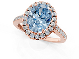 Rose gold Fancy Blue Oval  Halo Pavé Diamond Engagement Ring with Four-Prong Setting_4