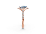 Rose gold Fancy Blue Oval  Halo Pavé Diamond Engagement Ring with Four-Prong Setting_5