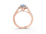 Rose gold Fancy Blue Oval  Halo Pavé Diamond Engagement Ring with Four-Prong Setting_6