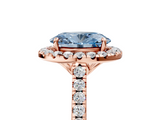 Rose gold Fancy Blue Oval  Halo Pavé Diamond Engagement Ring with Four-Prong Setting_8