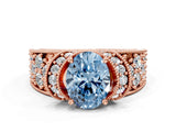 Rose gold Fancy Blue Oval  Halo Pave Diamond Engagement Ring with Milgrain Detailing_48
