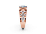 Rose gold Fancy Blue Oval  Halo Pave Diamond Engagement Ring with Milgrain Detailing_50