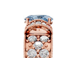 Rose gold Fancy Blue Oval  Halo Pave Diamond Engagement Ring with Milgrain Detailing_53