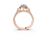 Rose gold Fancy Blue Oval  Halo Pave Split Shank Prong Setting Ring_72