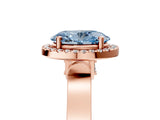 Rose gold Fancy Blue Oval  Halo Pave Split Shank Prong Setting Ring_74