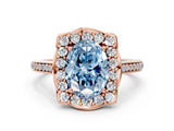 Rose gold Fancy Blue Oval  Halo Round Diamond Pave Band with Four-Prong Setting_39