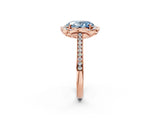 Rose gold Fancy Blue Oval  Halo Round Diamond Pave Band with Four-Prong Setting_41