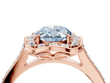 Rose gold Fancy Blue Oval  Halo Round Diamond Pave Band with Four-Prong Setting_43