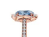 Rose gold Fancy Blue Oval  Halo Round Diamond Pave Band with Four-Prong Setting_44
