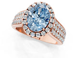 Rose gold Fancy Blue Oval  Halo Round Diamond Pave Band with Prong Setting_13