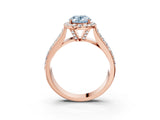 Rose gold Fancy Blue Oval  Halo Round Diamond Pave Band with Prong Setting_15